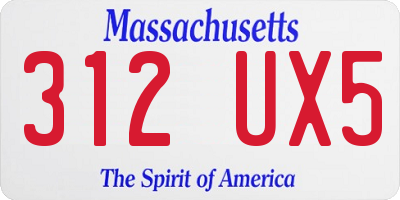 MA license plate 312UX5