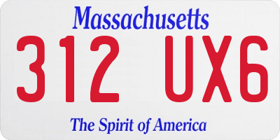 MA license plate 312UX6