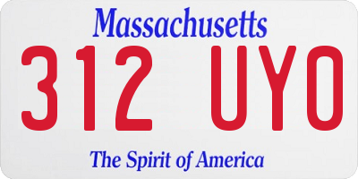 MA license plate 312UY0