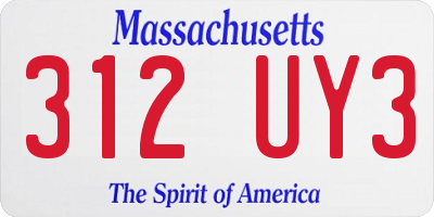 MA license plate 312UY3