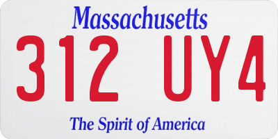 MA license plate 312UY4