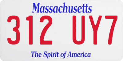 MA license plate 312UY7