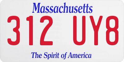 MA license plate 312UY8