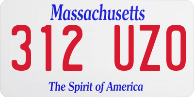 MA license plate 312UZ0