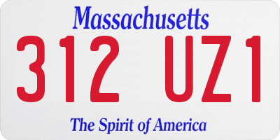 MA license plate 312UZ1