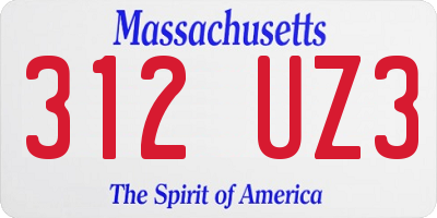 MA license plate 312UZ3