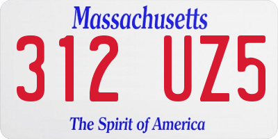 MA license plate 312UZ5