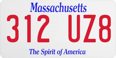 MA license plate 312UZ8