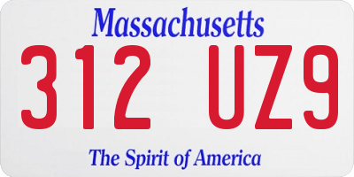 MA license plate 312UZ9