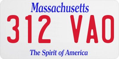 MA license plate 312VA0