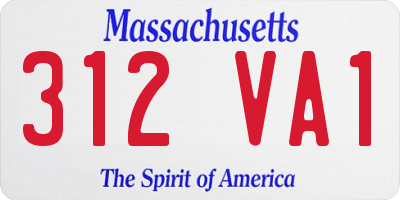 MA license plate 312VA1