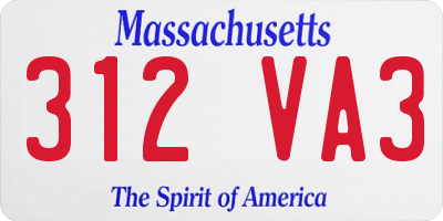 MA license plate 312VA3