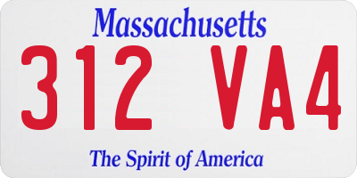 MA license plate 312VA4