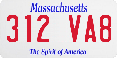 MA license plate 312VA8
