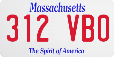 MA license plate 312VB0
