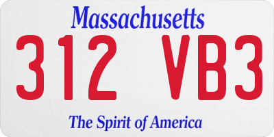 MA license plate 312VB3