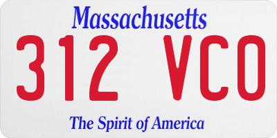 MA license plate 312VC0