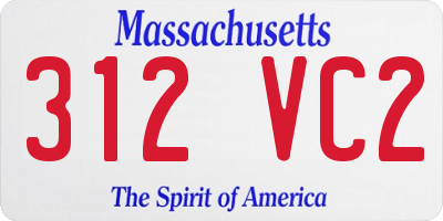 MA license plate 312VC2