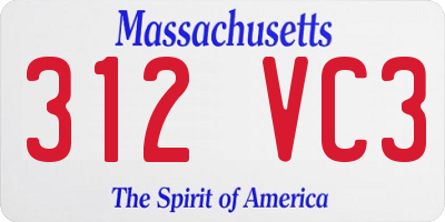 MA license plate 312VC3