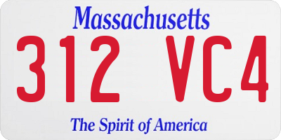 MA license plate 312VC4