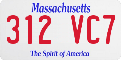 MA license plate 312VC7