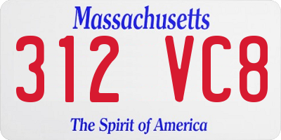 MA license plate 312VC8