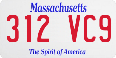 MA license plate 312VC9