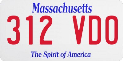 MA license plate 312VD0