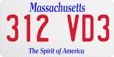 MA license plate 312VD3