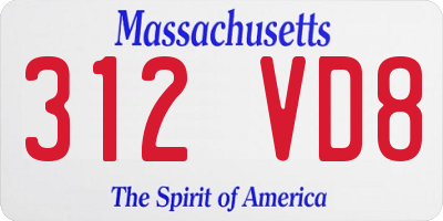 MA license plate 312VD8