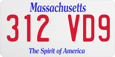 MA license plate 312VD9