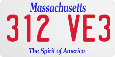 MA license plate 312VE3