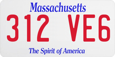 MA license plate 312VE6