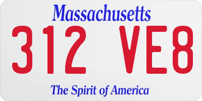 MA license plate 312VE8