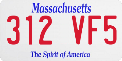 MA license plate 312VF5