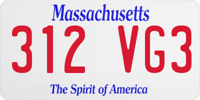 MA license plate 312VG3