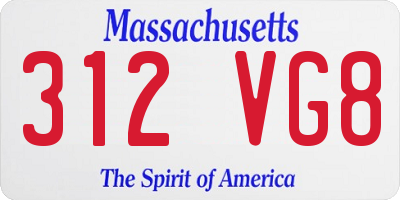 MA license plate 312VG8