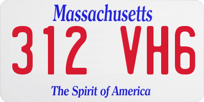 MA license plate 312VH6