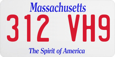 MA license plate 312VH9