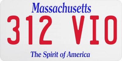 MA license plate 312VI0