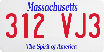 MA license plate 312VJ3