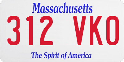 MA license plate 312VK0
