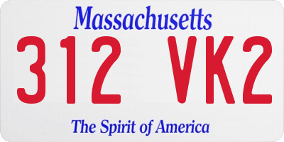 MA license plate 312VK2