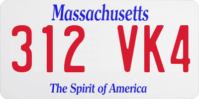 MA license plate 312VK4