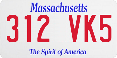 MA license plate 312VK5
