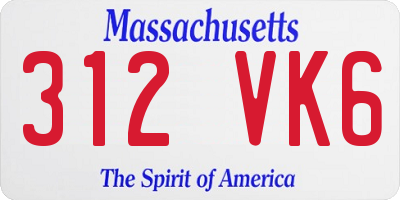 MA license plate 312VK6