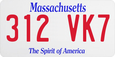 MA license plate 312VK7