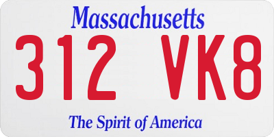 MA license plate 312VK8
