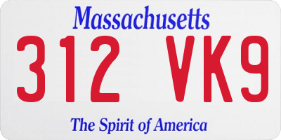 MA license plate 312VK9