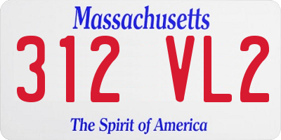 MA license plate 312VL2